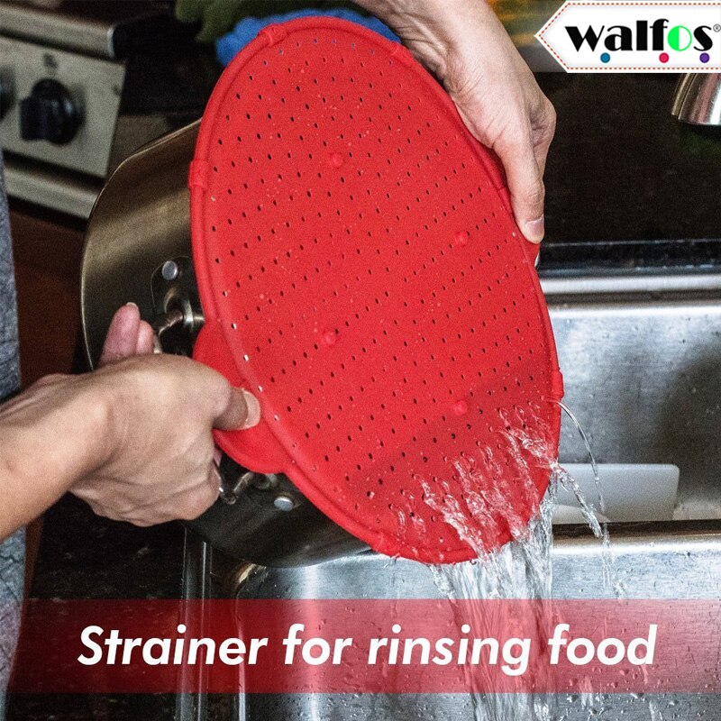 Walfos 3 In 1 Ploetert Screen Ploetert Guard Keuken Zeef Trivet Pot Deksel Pan Cover Siliconen Deksel Spill Stopper Wassen zeef