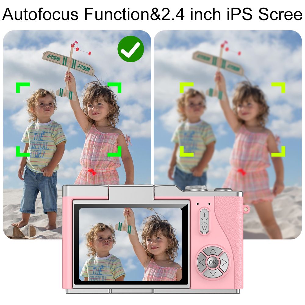 Cámara digital Grabadora de vídeo Vlog vintage con zoom digital 8X 180 ° Cámara de fotografía digital compacta Selfile con pantalla abatible para niños