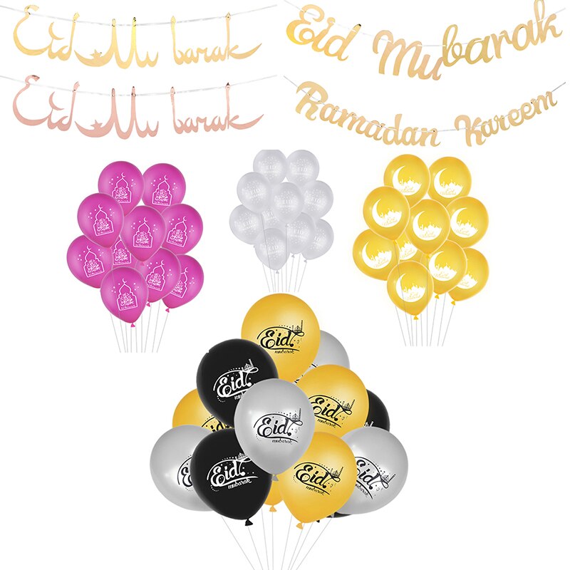 10 Stks/partij Eid Mubarak Decoratie Eid Latex Ballon Mubarak Letters Banner Ramadan Versieren Islamitische Ramadan Kareem Feestartikelen