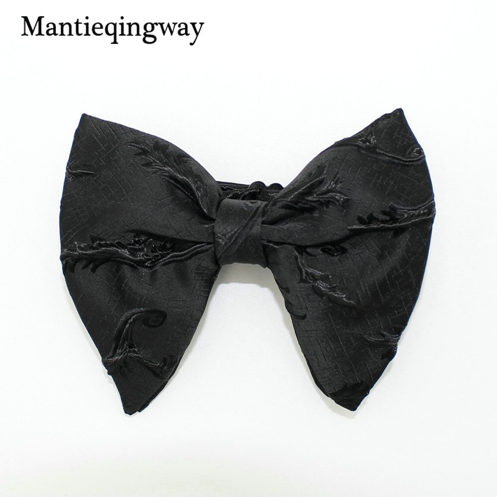Mantieqingway, pajaritas grandes a la para mujer, hombre, novio, pajarita para boda, pajarita de poliéster, corbatas negras ajustadas para cuello: A