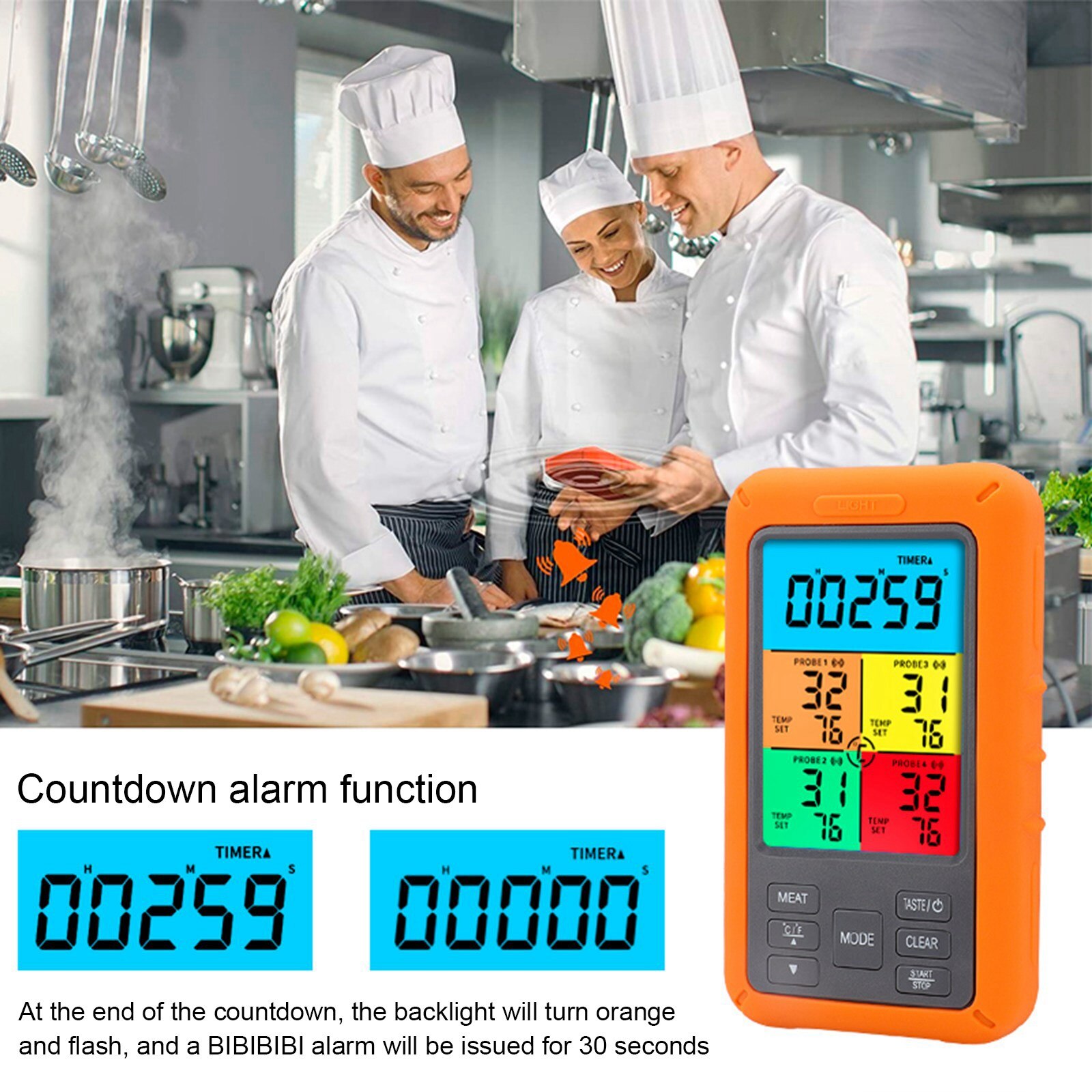 Keuken Vlees Thermometer Sensor Met Timer 4 Probes Afstandsbediening Draadloze Digitale Barbecue Thermometer Bbq Voedsel Thuis Elektronica