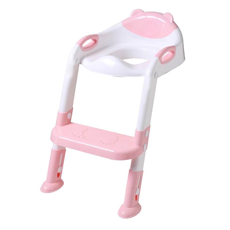 Folding Baby Potty Infant Kids Toilet Training Seat with Adjustable Ladder Portable Urinal Potty Toilet Seat for Kids: Pink