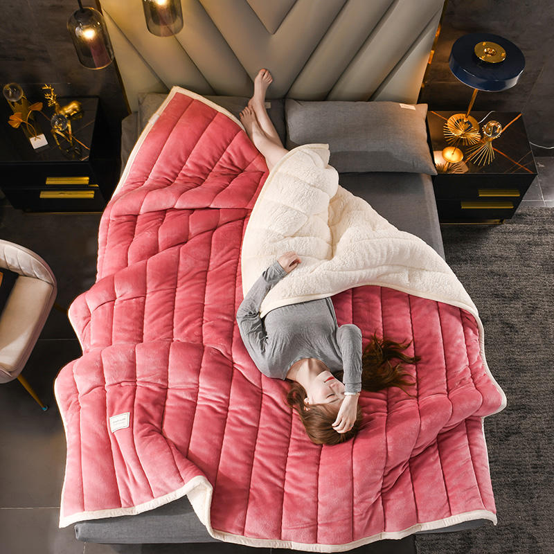 Mmermind 3 Schichten Stepp Solide Vlies Decken Und Wirft Erwachsene Dicke Warme Winter Decke Super Weiche Bettdecke Tröster Luxus