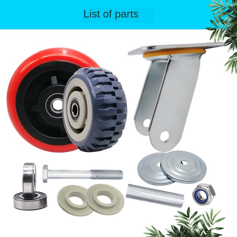 4 Inch Universal Wheel Red Dust Proof Polyurethane Caster Flat Car Trolley Pulley