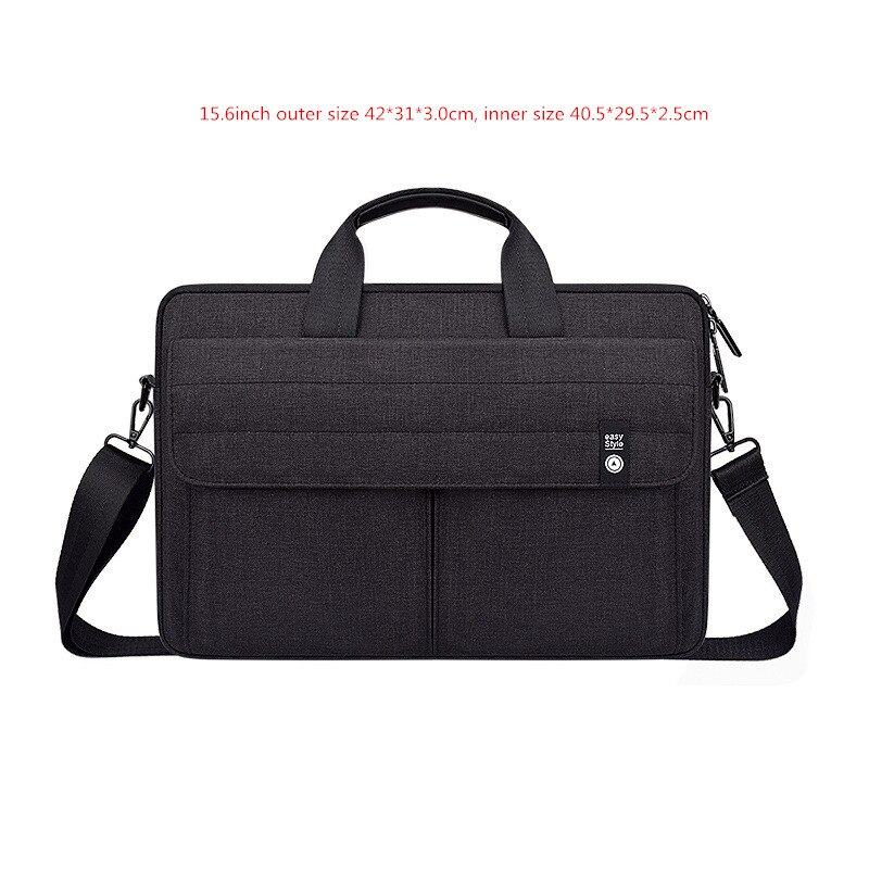 Maletcase3/14,1/15,6 pulgadas para hombre y mujer, bolsa para portátil, bolso de hombro cruzado a prueba de golpes, impermeable, para viaje, oficina, bolsita de negocios: B black XL