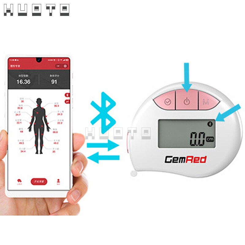 150cm Digital Body Tape with Bluetooth Mini Tape Measure LED Electronic Measure APP Body Perimeter and Linear Measure Mode