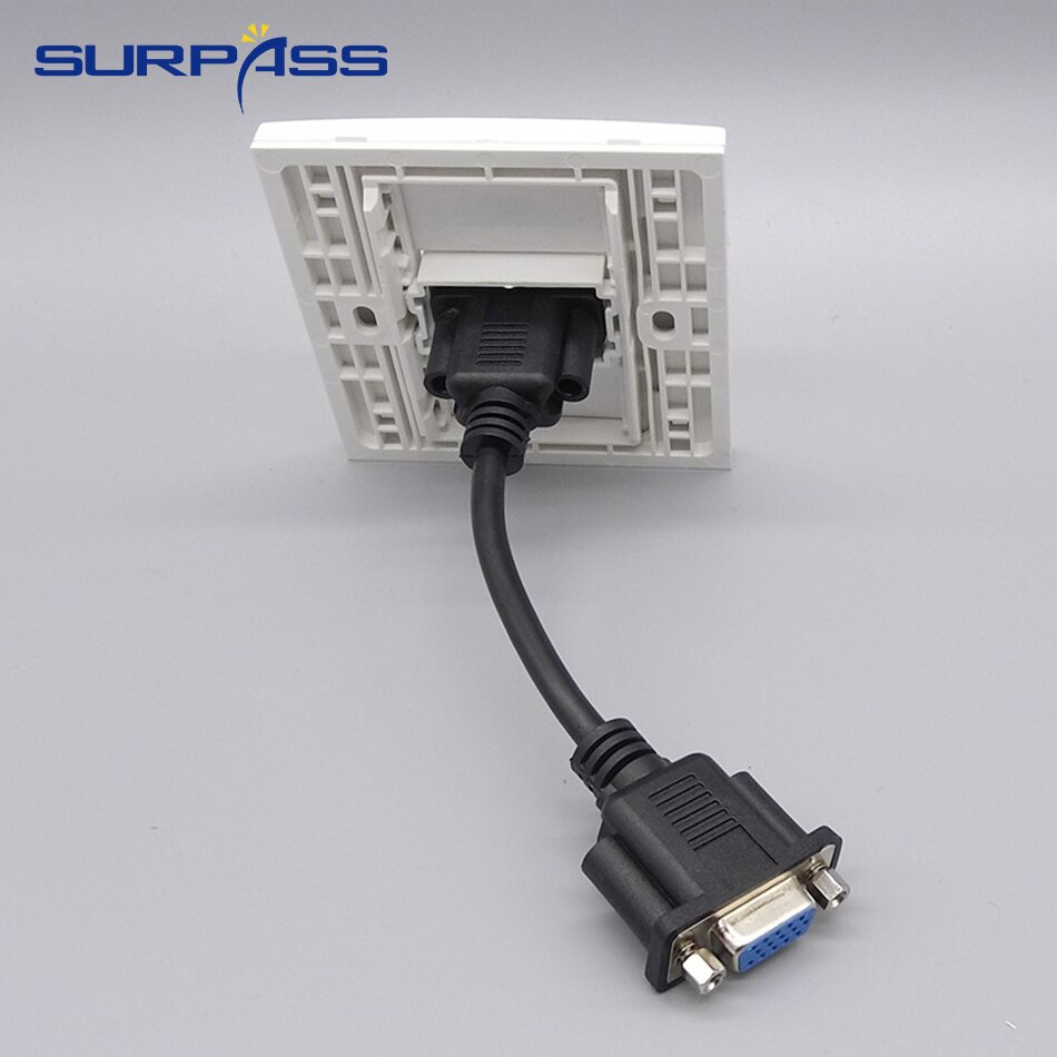 VGA Wall Panel With Extension Cable Backside Female To Female VGA Plug Socket For 4K 3D