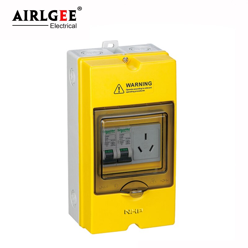 Yellow 4 ways outdoor waterproof power box plastic household wiring breaker distribution box