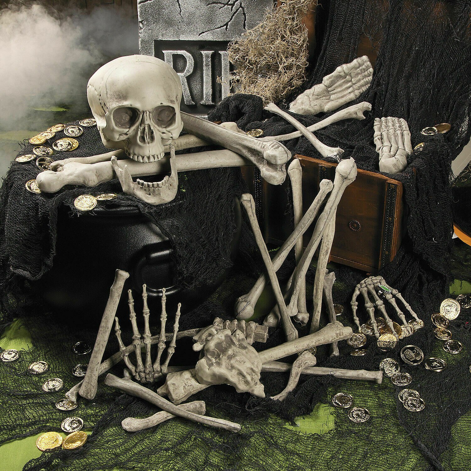 Halloween Skeleton Bones 28 pieces Halloween Prop Skeleton Skull Haunted House Horror prop Party Decorations Tricky Bones Skull