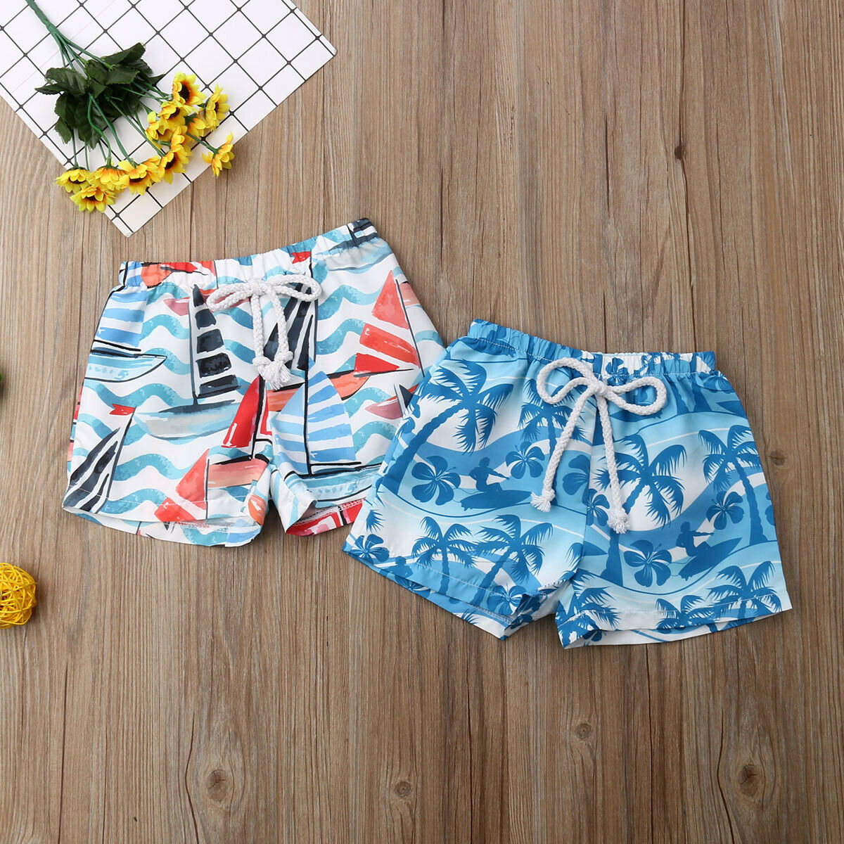 Søde baby dreng svømning bagagerum børn sommer blomsterprint svømmer strand shorts hawaiisk badetøj