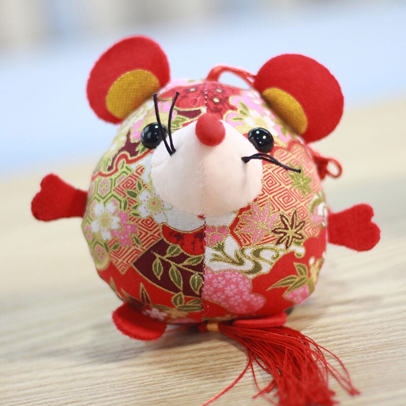 Year Of The Fat Rat Mascot Plush Toy Red Chinese Knot Mouse Pendant Hanging Deacoration Year High Qua: B 12CM