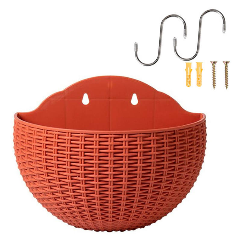 Europese Stijl Imitatie Rotan Muur Opknoping Half Ronde Bloempot Planter Halfronde Muur Bloempot Balkon Huishouden Outdoor: 7 S