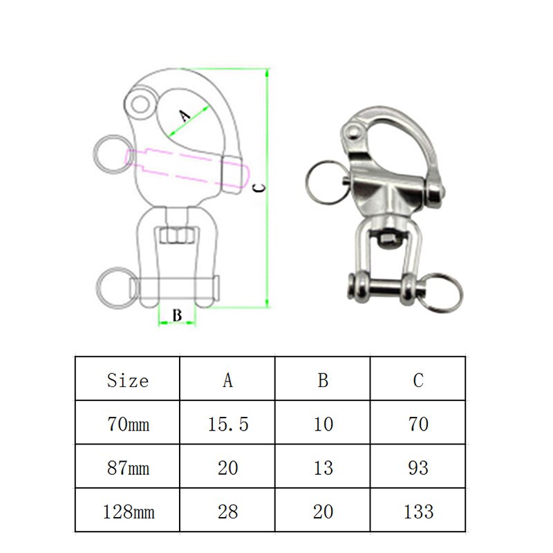 Swivel Jaw Shackle 304 Stainless Steel Quick Release Boat Anchor Chain Eye Shackle Swivel Snap Hook