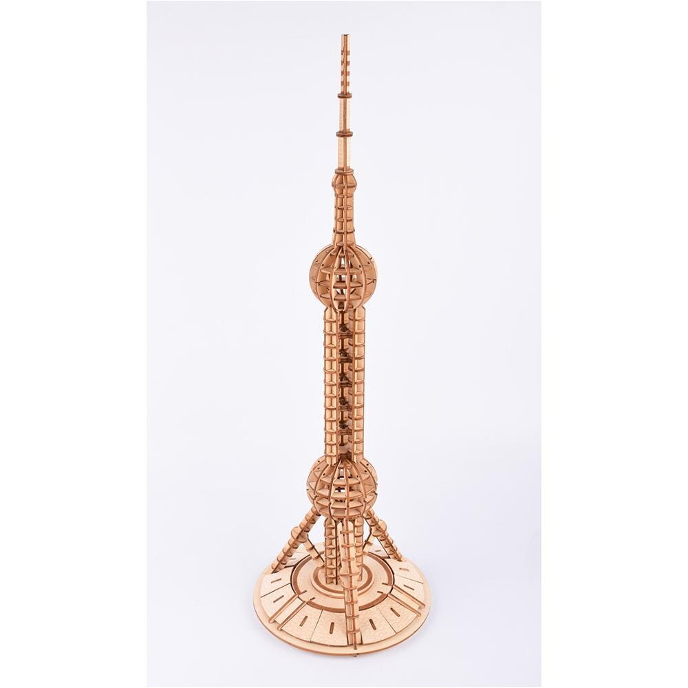 Beroemde Nationale Attracties Hoge Precisie Lasersnijden Puzzel 3D Houten Puzzel Modelbouw Kits-Nederlandse Windmolen: Oriental Pearl Tower