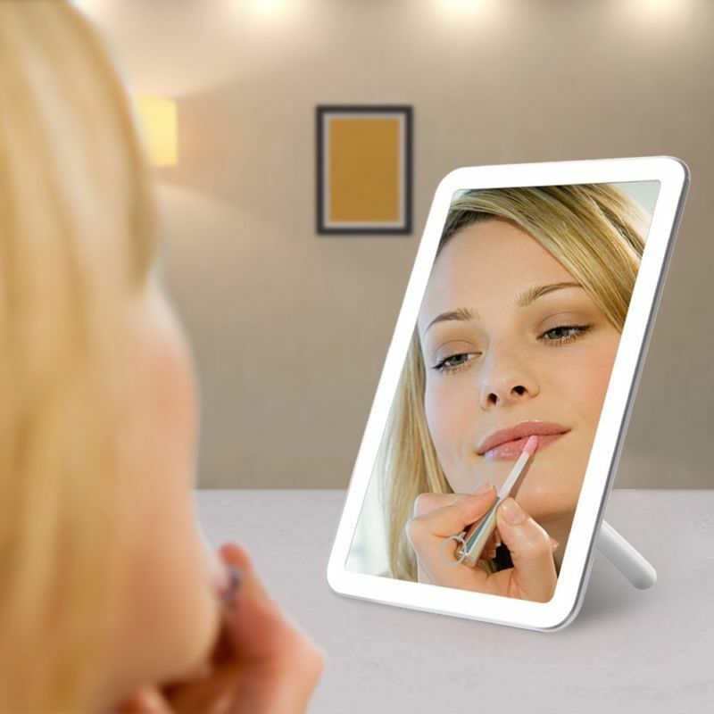 Draagbare Bureau Make-Up Spiegel Usb Oplaadbare Led Make-upspiegel Cosmetische Spiegel Touch Screen Beauty Tools