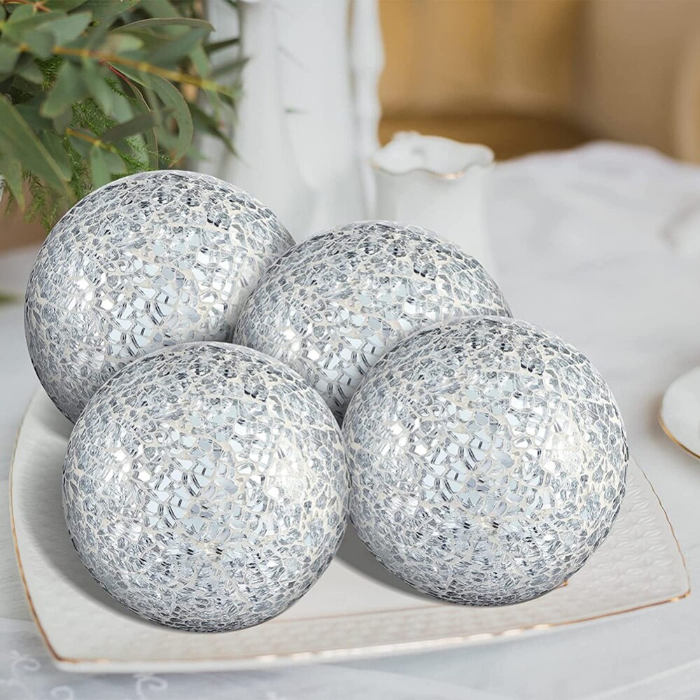 6Stck Mosaik Kugel Kugeln Dekorative Glas Dekorative Kugeln Tabellenmittel Kugeln Runde Glas Ball für Tisch Dekor Neue Stil