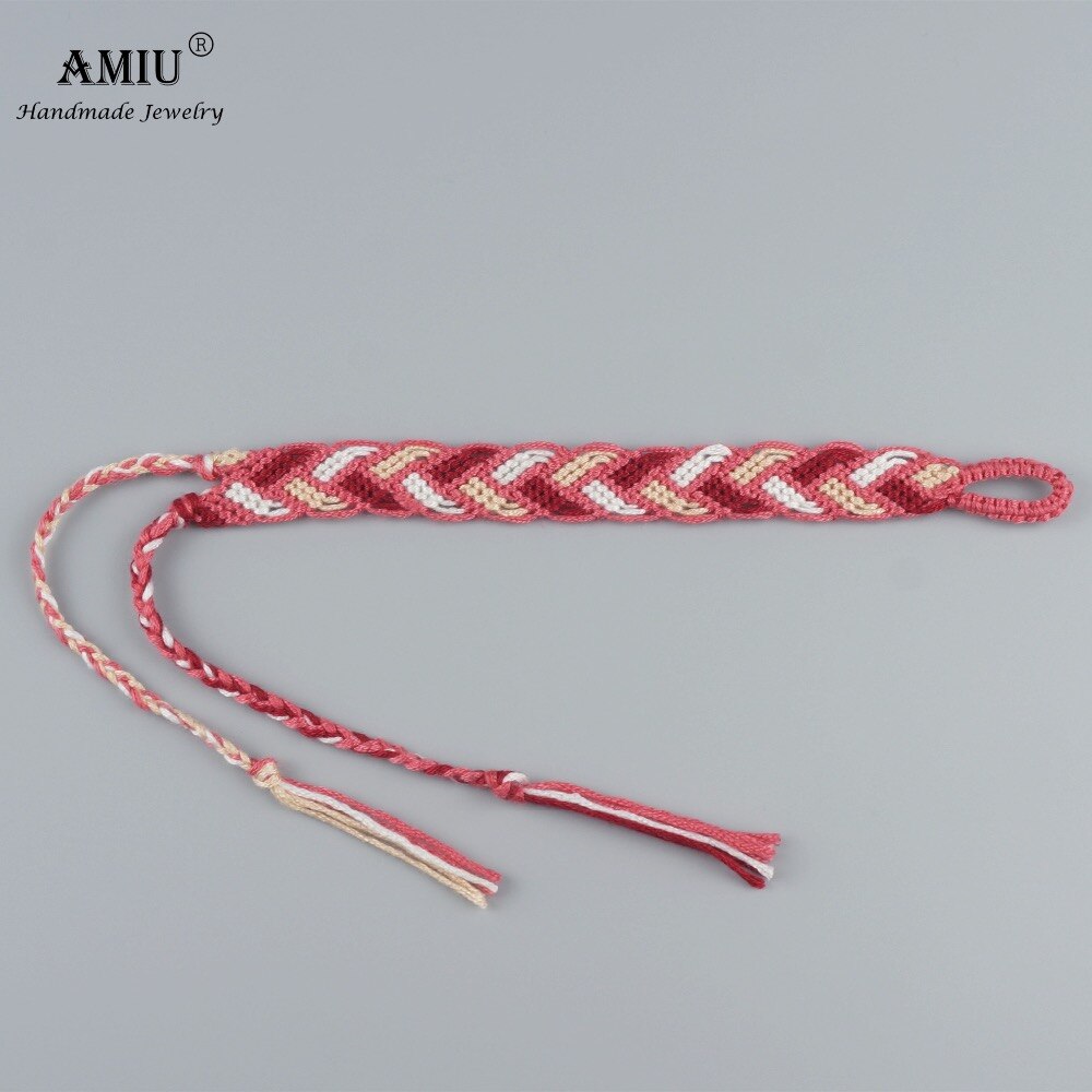 AMIU-Pulseras de la amistad de colores, brazalete de algodón tejido hecho a mano, pulsera de macramé, tobillera de estilo bohemio