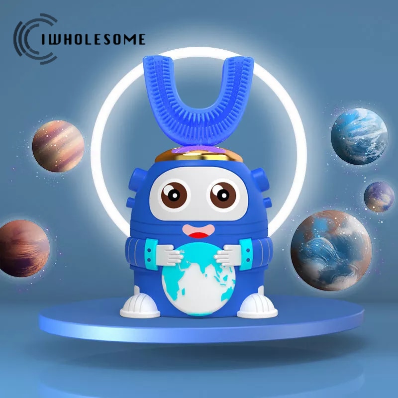 U-shaped Electric Toothbrush Kids Smart 360 Degrees Silicon Automatic Ultrasonic Teeth Tooth Brush Cartoon Pattern Children