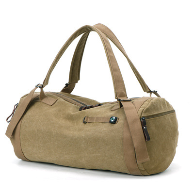 Atinfor multifunktionelt vintage lærred rejsetaske mænd weekendtasker med stor kapacitet duffel taske: Khaki