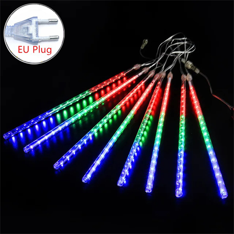 LED Meteorsc hauer Regen lichter EU Plug fallen Regentropfen Lichterkette Licht für Weihnachten Party Terrasse Dekor 30cm/50cm: RGB / 300w