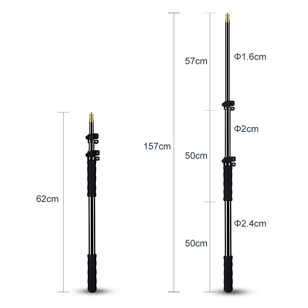 25.5 &quot;-62&quot; / 62-157cm Erweiterung Unterstützt Stange fotografie Flash Speedlite Stick Stange Foto Studio mikrofon Boom Pole Handheld Grip