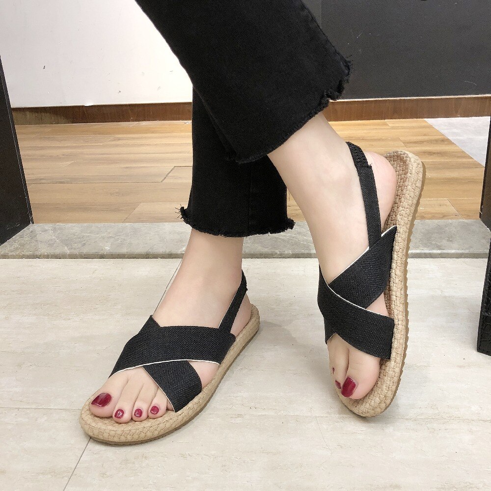 plus size 35-40 flats sandals women sandals slippers women female Gladiator walking flats Casual sandals shoes women Mujer #967