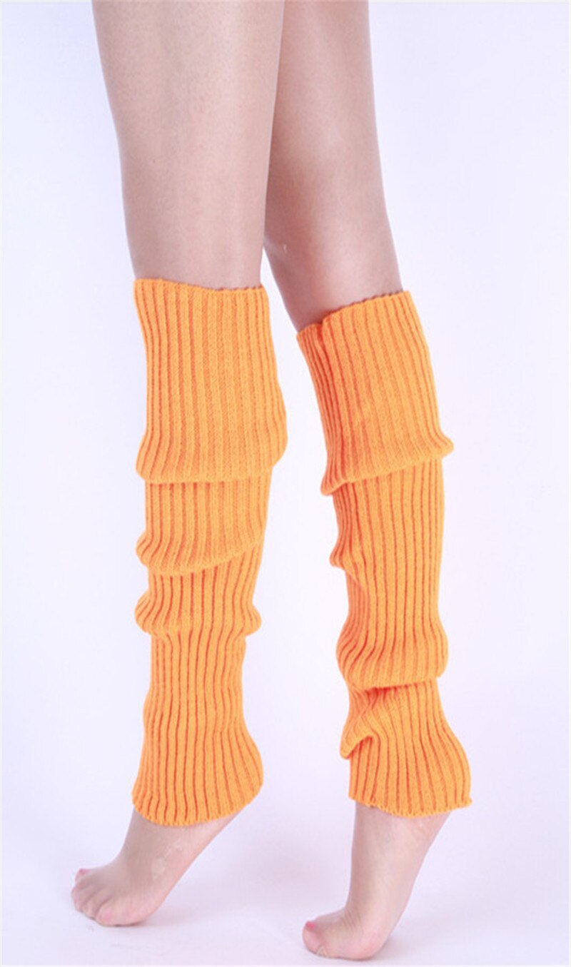 1 paar stijlvolle dames gebreide beenwarmers winter gebreide haak dames legging voetwarmer kniehoge elastische beenwarmers sokken: Oranje