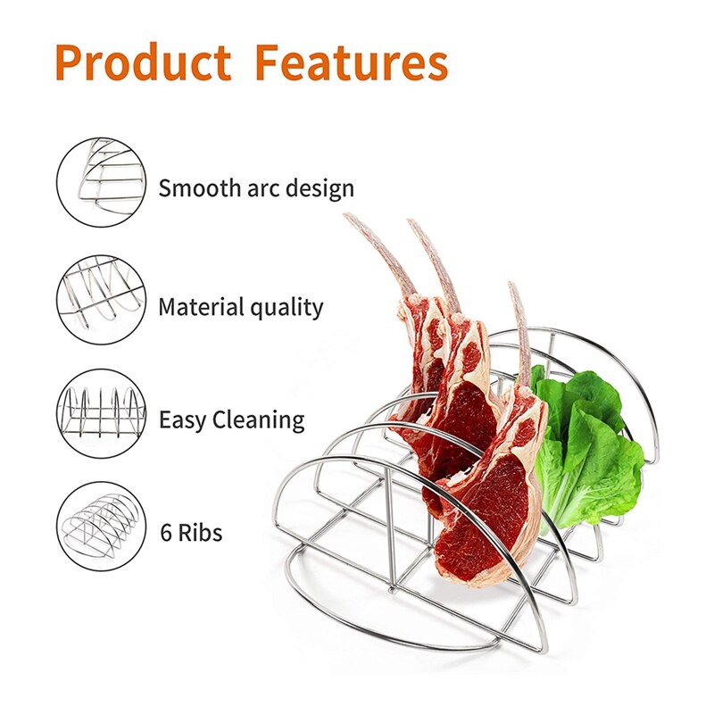 Barbecue Rib Rack for Smokers,for Large Green Eggs and Kamado Joe Smoker or Larger Barbecue Rack,for Charcoal Barbecue