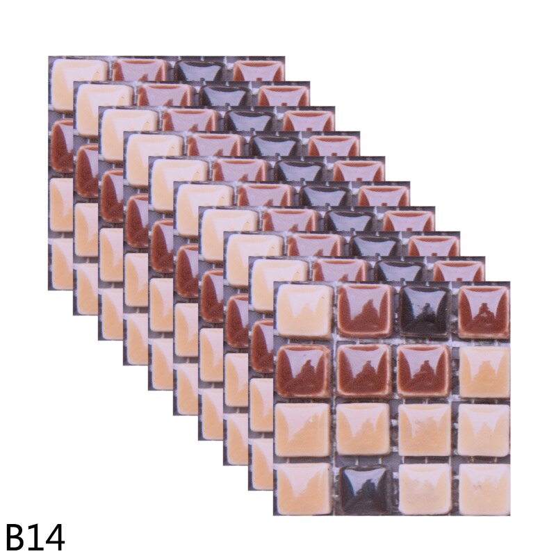 10pcs 10cm Mosaic Wall Tile Waterproof Self Adhesive Stickers for Home Bathroom PVC Tile Decal Kitchen Wall Sticker Art Decorate: B14