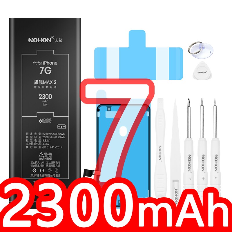 NOHON Batteria Per il iPhone 7 6S 6 Più iPhone7 iPhone6 iPhone6S del Rimontaggio di Alta Capacità Bateria 7 Più 6 Più 6sPlus Strumenti Gratuiti: For iPhone7 2300mAh