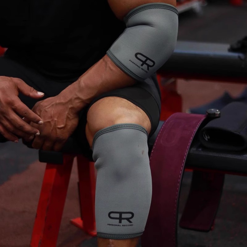 PR Premuim-Manga de codo para gimnasio, almohadillas deportivas de neopreno de 7mm, soporte para levantamiento de pesas, Crossfit, Protector de entrenamiento, 1 par