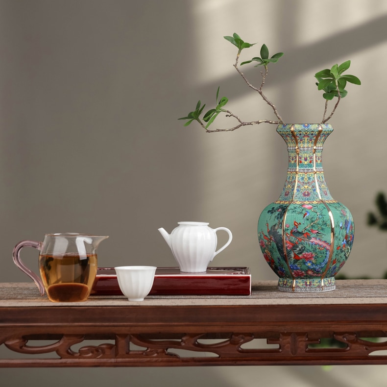 Jingdezhen porcelæn vase veranda ornamenter antik officiel emalje porcelæn antik samling firkantet vase