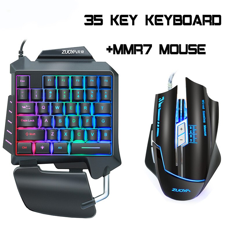 35 keys keyboard Backlit One-Handed Game Keyboard Mouse Set wired Gamer Gaming Mouse and Keyboard Kit For pro gamer: G92 and MMR7