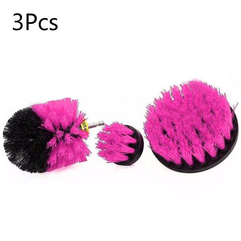 1/3Pcs Set Drill Power Scrub Clean Brush Electric Drill Brush Kit With Extension For Grout, Tiles,Bathroom, Kitchen & Auto: 3PCS 2-4inch pink
