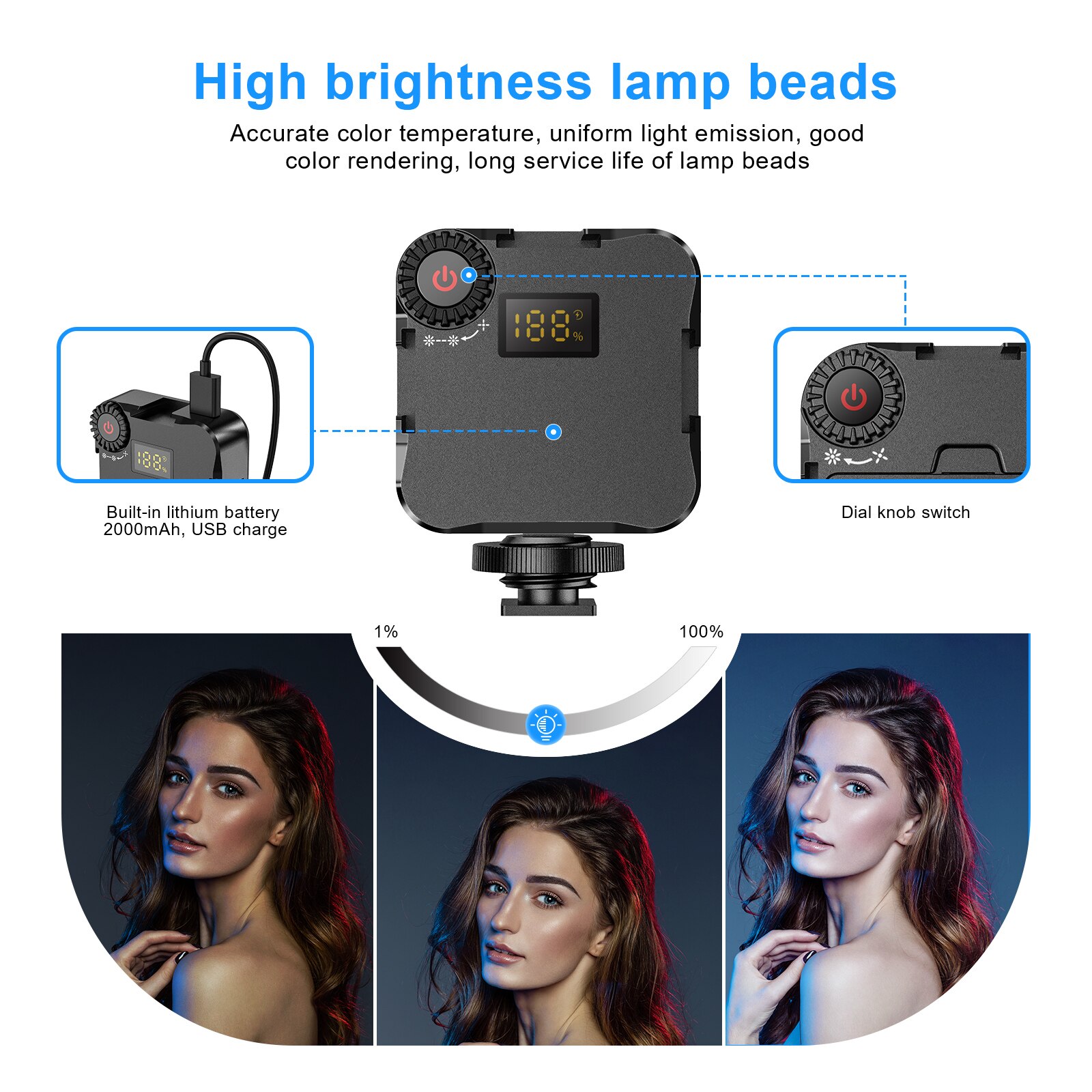 Mini Warm Cold Fill Light Live Led Light Tripod For Video Photographic Lighting Photography Vlog Photo Living Selfie 2000Ahm