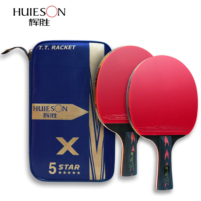 Huieson-Tabla de carbono de 5 estrellas conjunto de raqueta de tenis, potente pala de Ping Pong, bate de buen Control, ligero para adolescentes, entrenamiento, 2 uds.
