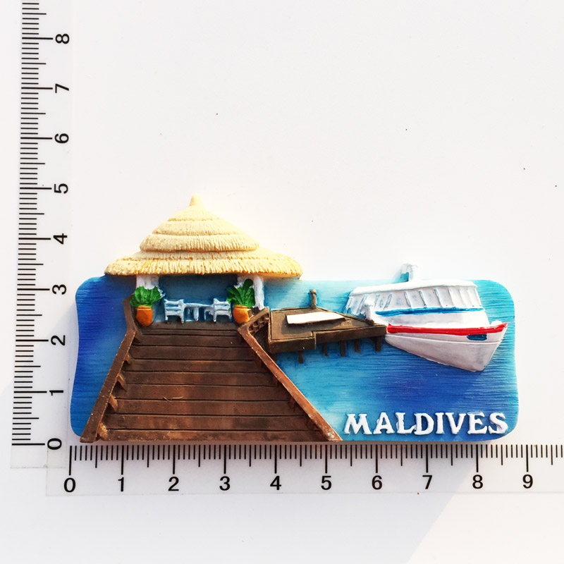 Imanes de nevera de recuerdo turístico de Maldivas asiáticas, artículos de decoración, artesanías, de colección de refrigerador magnético: Multicolor