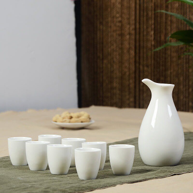Set van 9 keramische sake potten, kannen, sterke drank, sterke drank, japanse sake wijnset, alcoholische drank, bar, drinkgerei, bekerset: Stijl 9