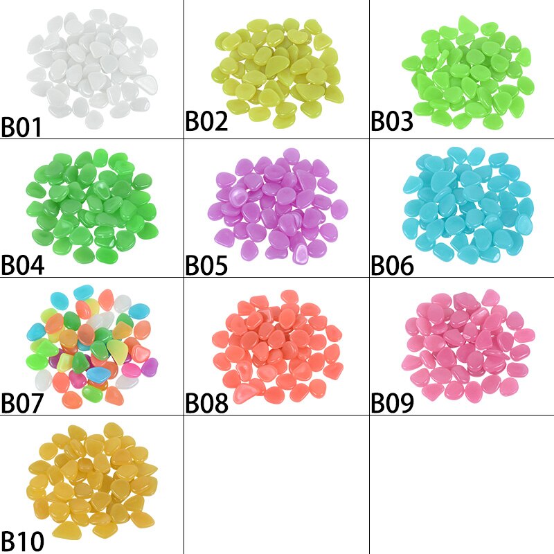 25/50Pcs ciottoli luminosi pietra che si illumina al buio fai da te casa serbatoio di pesce vaso di fiori Decor percorso da giardino decorazione di ciottoli