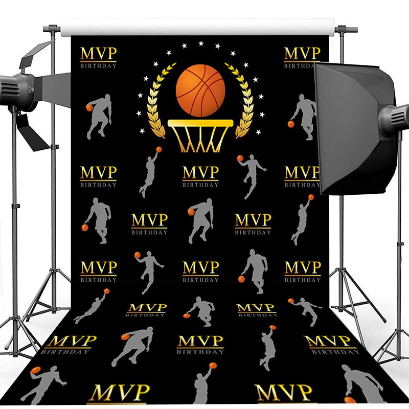 NeoBack MVP basket-ball thème anniversaire photographie arrière-plan répéter étapes basket-ball anniversaire bannière décor photographie décors