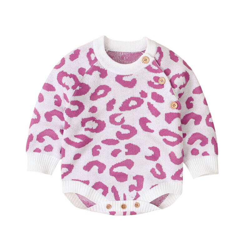 2020 di nuovo Modo Del bambino Della Ragazza del Ragazzo di Inverno Del Leopardo Del Pagliaccetto Della Tuta Complessivo di Maglione Lavorato A Maglia Vestiti