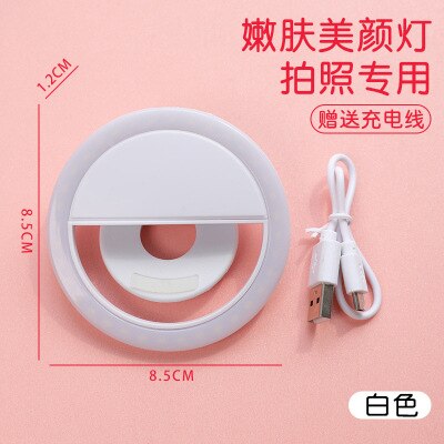 Shellnail Universal Selfie Lamp Mobile Phone Lens Portable Flash Ring LEDS Camera Luminous Ring Clip Light For iPhone XS 11 Plus: white