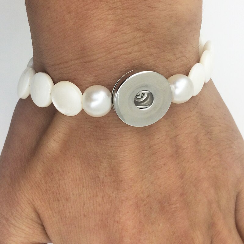 Hülse perlen Elastizität Charme Armreif druckknopf Armbinde für Frauen (passen 18mm druckknöpfen) NF6653