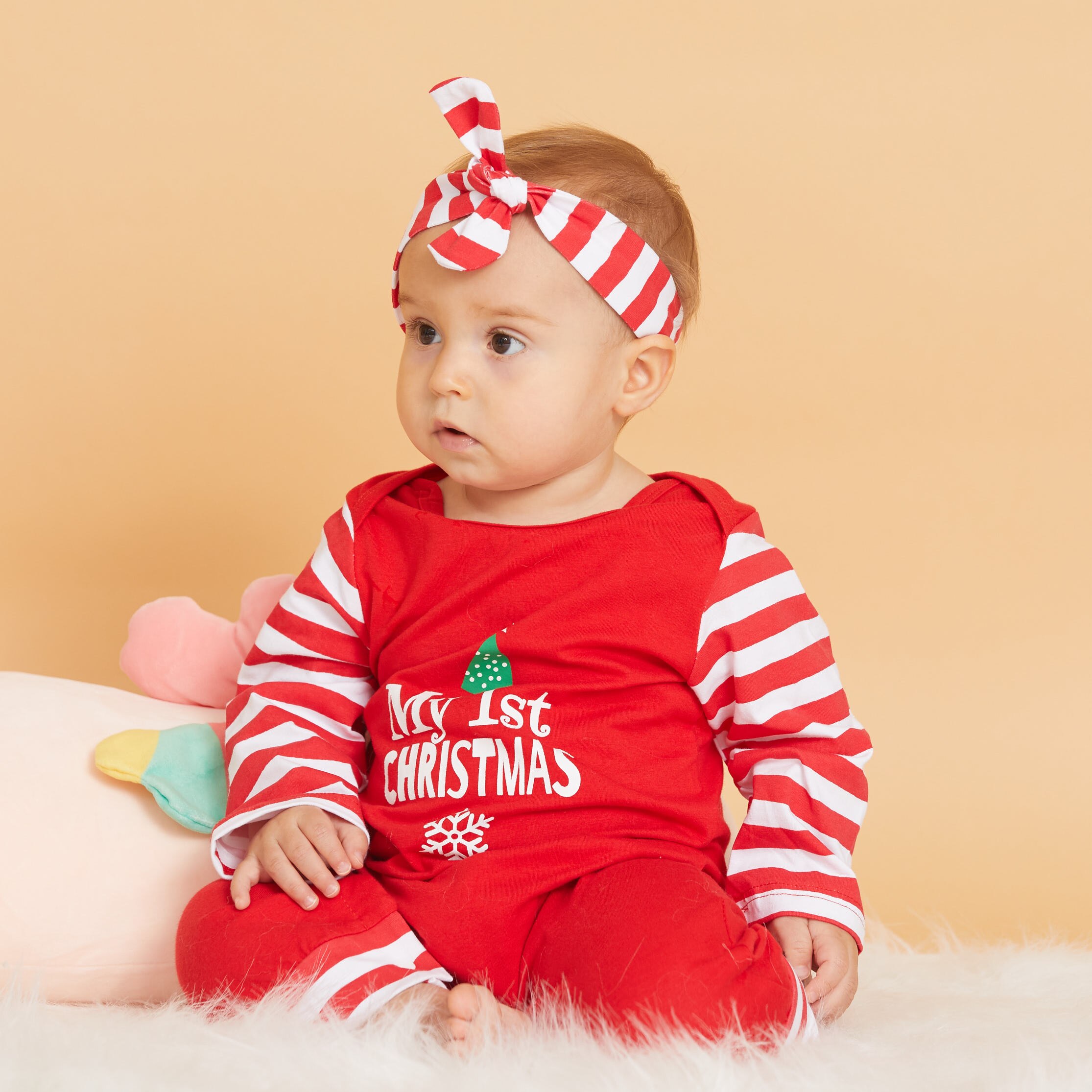 PatPat 2020 Nuovo Arrivo 2-pezzo Del bambino Di Natale A Righe Tuta con impostato fascia Del bambino Della Ragazza e del Ragazzo Vestiti