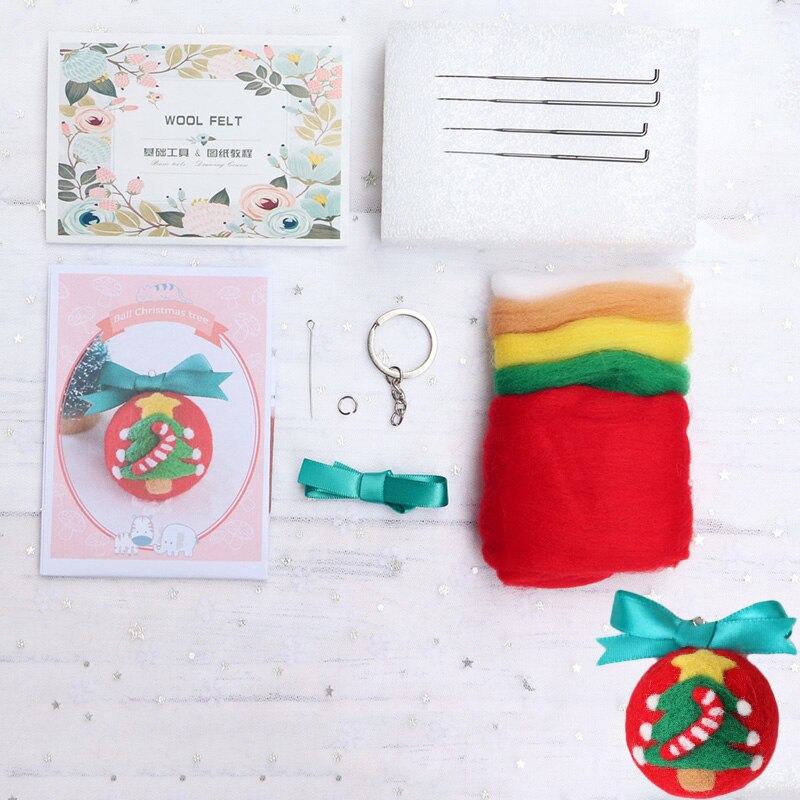 1Set Felt DIY Package Felt Craft For Handmade Christmas Hangings Santa Tree Snowman Elk For Cell Accessories Felt Material Set: C