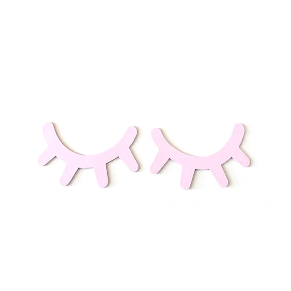 1 paire faux cils Stickers muraux Style nordique 3D bois Stickers muraux auto-adhésif fond décoration enfants chambre de bébé: Pink