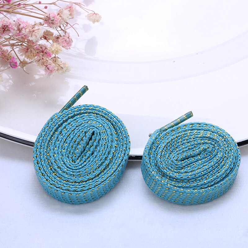 Sneakers glitter guld silke snørebånd talje reb tøj tilbehør farve flade snørebånd voksne børns snørebånd