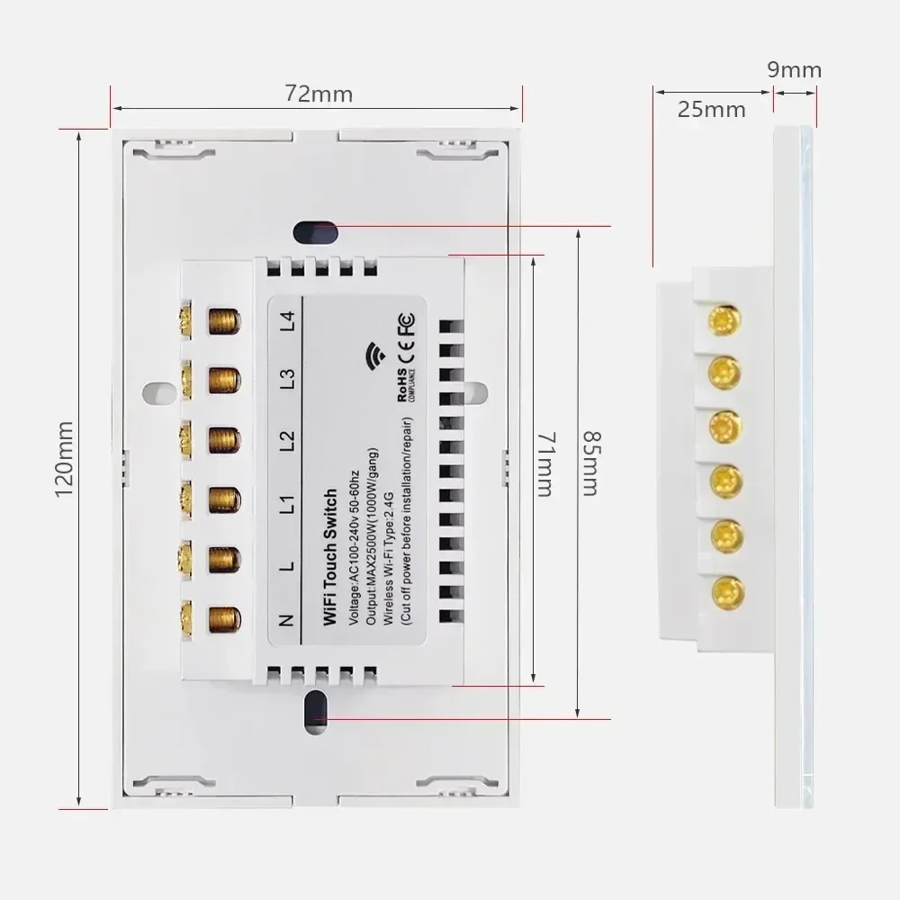 Tuya Zigbee Light Switch Zigbee Wall Switch No Neutral with Neutral All Used 1-3 Gang No Capacitor Zigbee No Neutral Switch