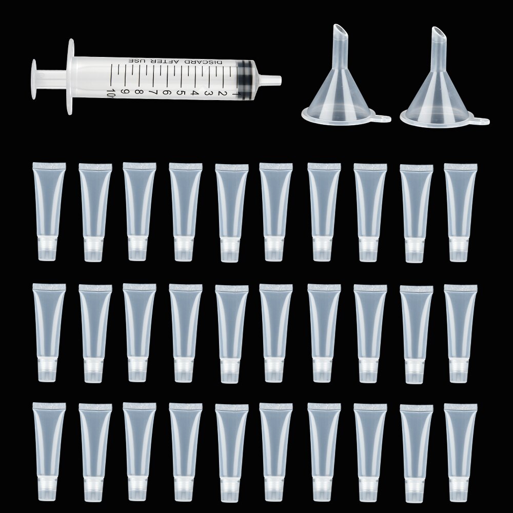 30Pcs 10ml Empty Lip Gloss Tubes with Lip Balm Containers Refillable Bottles DIY Cosmetic Makeup Travel Makeup Squeeze Container: Default Title