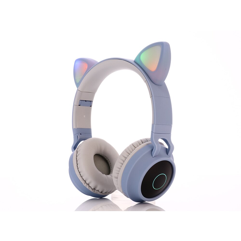 Drahtlose Kopfhörer, LED leucht Katze Ohren 5,0 Bluetooth Kopfhörer Unterstützung TF Karte, musik Headset für freundlicher und Mädchen: C28-Himmel Blau